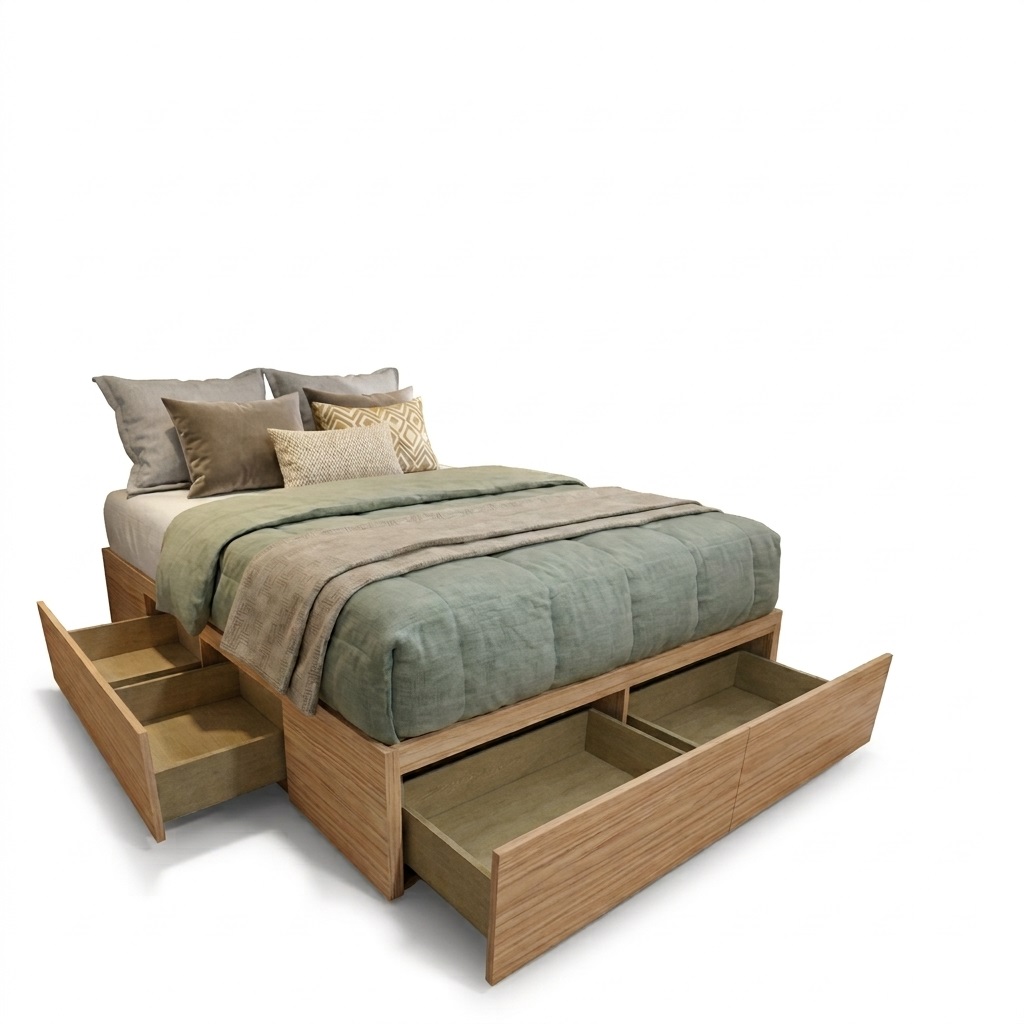 Box 6 Cajones Base Sommier Cajonera Cama 140x190 Color Paraiso